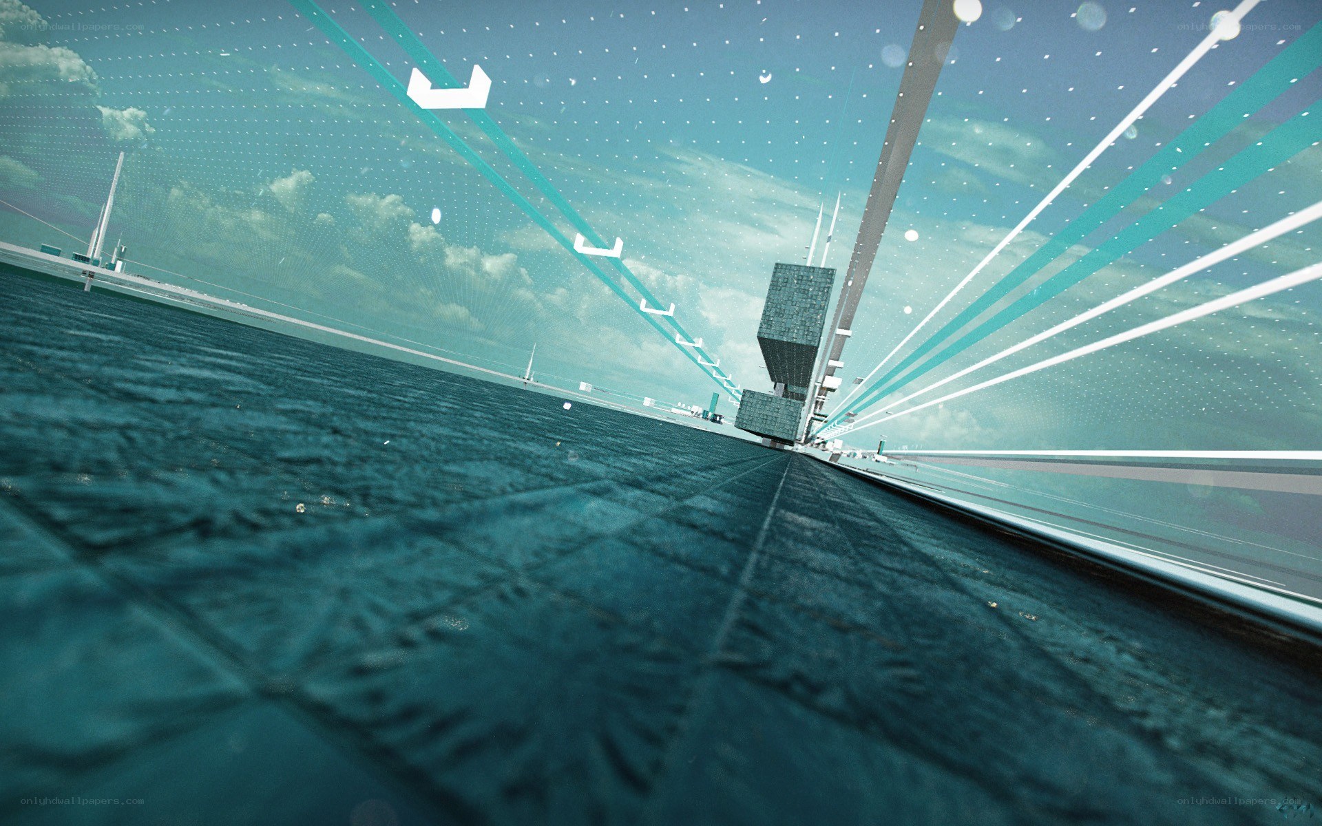 futuristic bridge over water