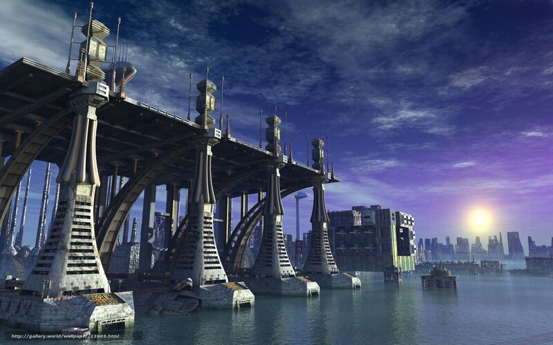 futuristic bridge over water