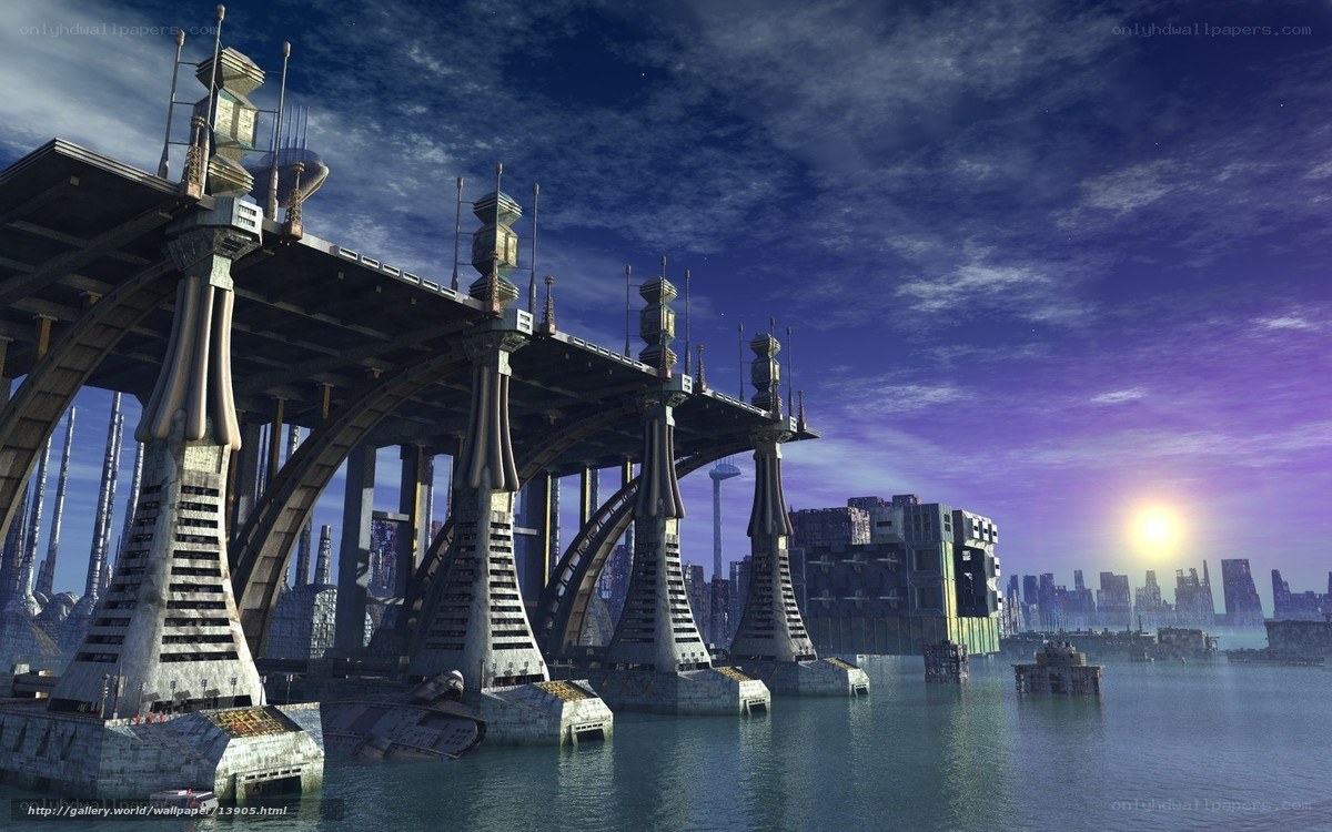 futuristic bridge over water