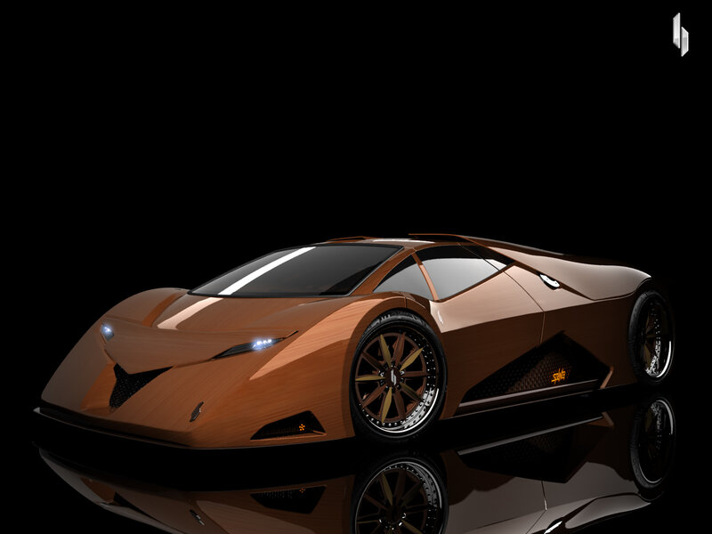 futuristic brown sports car