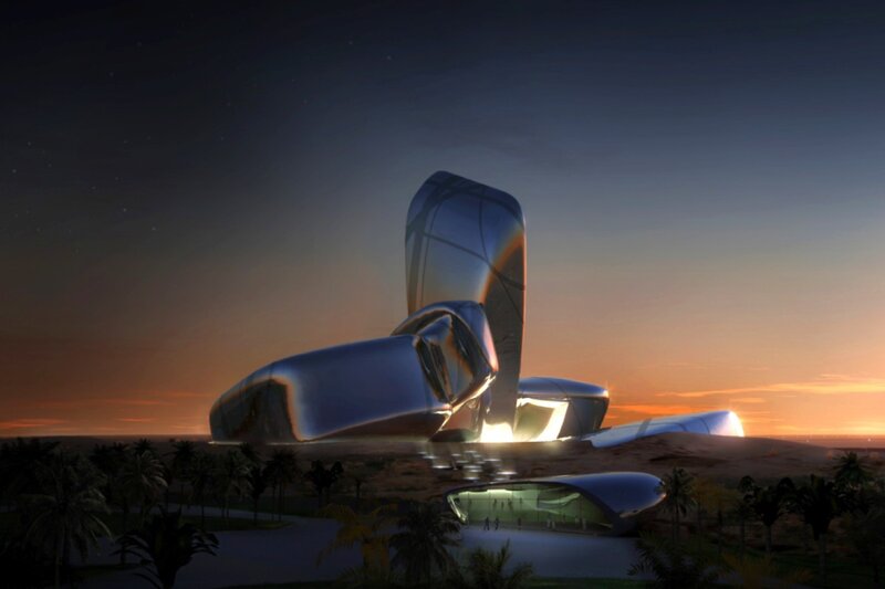 Futuristic Building at Dusk