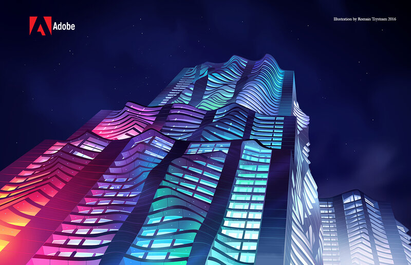 Futuristic Building at Night — Blue, Dramatic