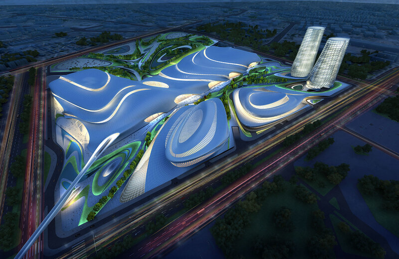 Futuristic Building Complex — Blue