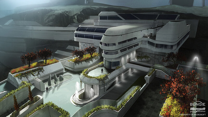 Futuristic Building Complex — Gray, Dramatic
