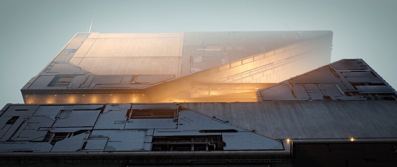 Futuristic Building Complex — Gray