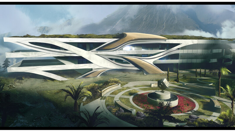 Futuristic Building Complex — White