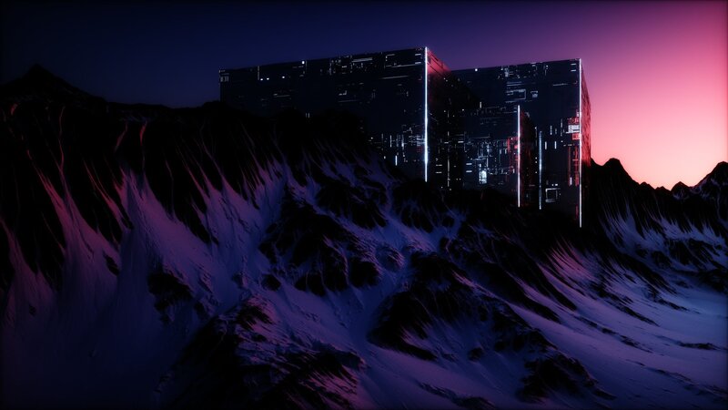 Futuristic Building in Mountains