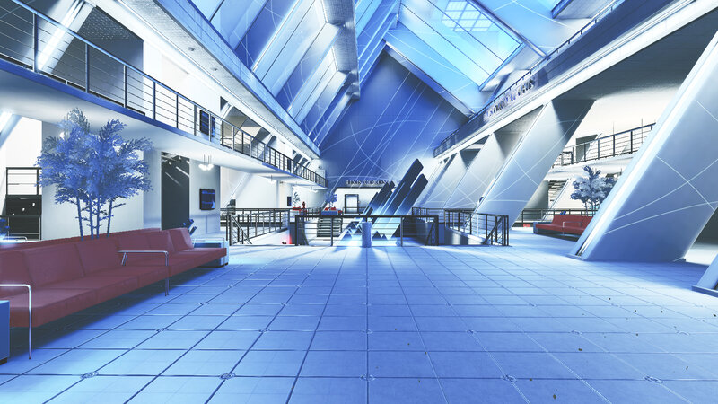 futuristic building interior