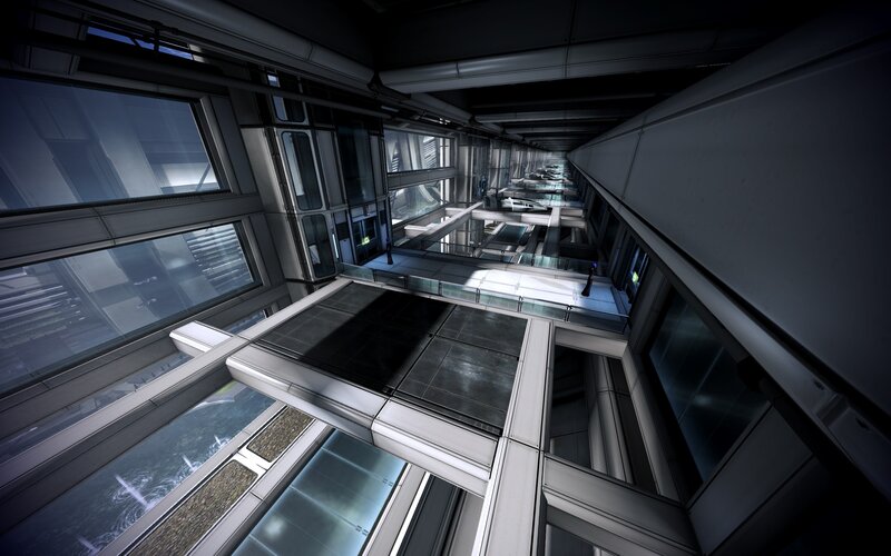 futuristic building interior