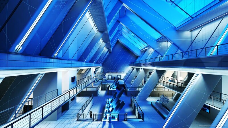 Futuristic Building Interior — Blue, Cool