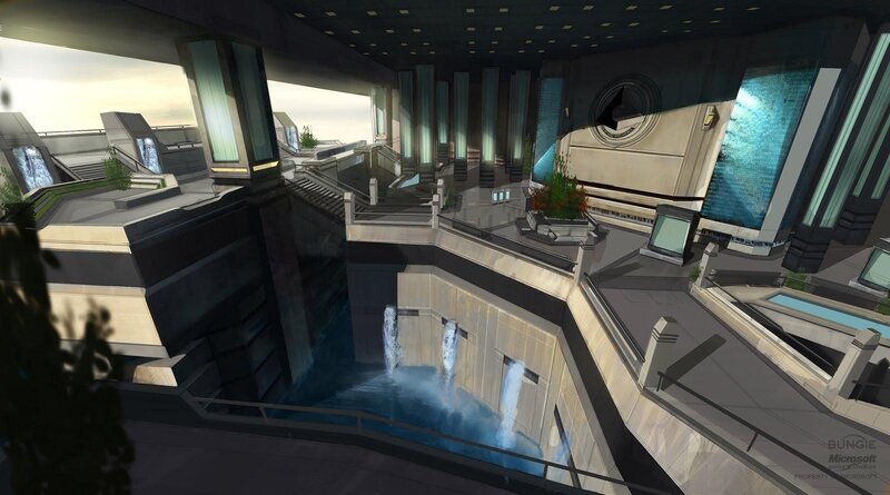 Futuristic Building Interior — Gray, Serene, Morning, 3d Render