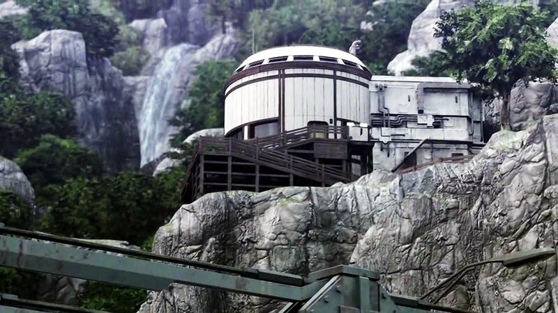 Futuristic Building on Cliff — Gray