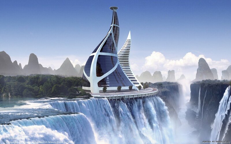 Futuristic Building on Cliff