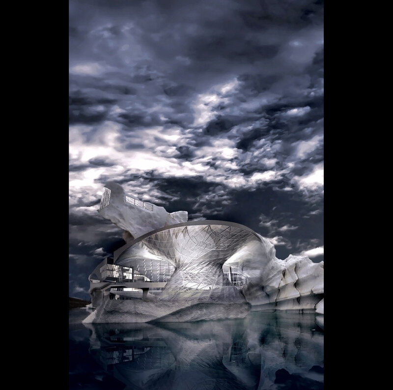 Futuristic building on ice