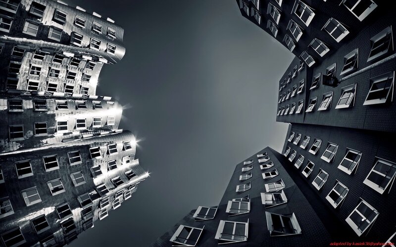 Futuristic buildings from below