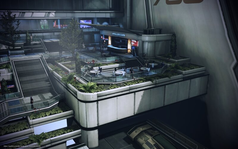 futuristic cafe in a sci-fi city