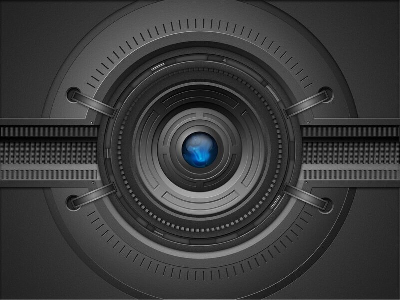 Futuristic Camera Lens — Black, Technological, 3d Render