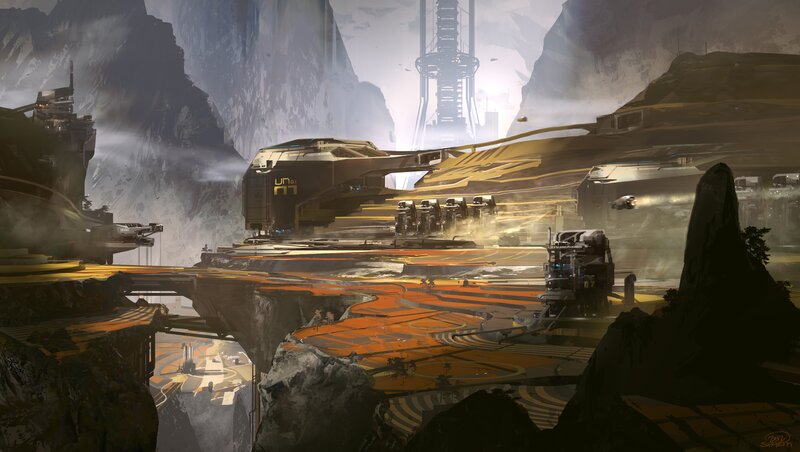 Futuristic canyon base