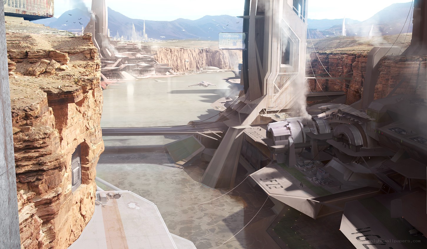 Futuristic canyon cityscape