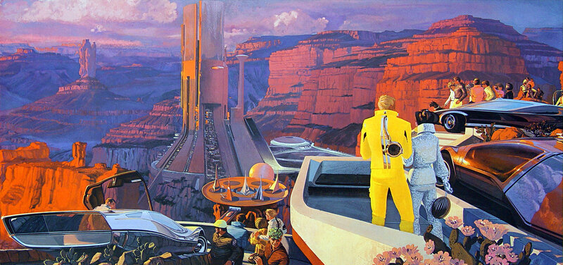 Futuristic canyon cityscape