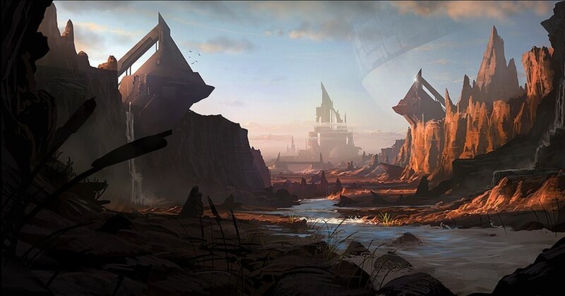 futuristic canyon landscape