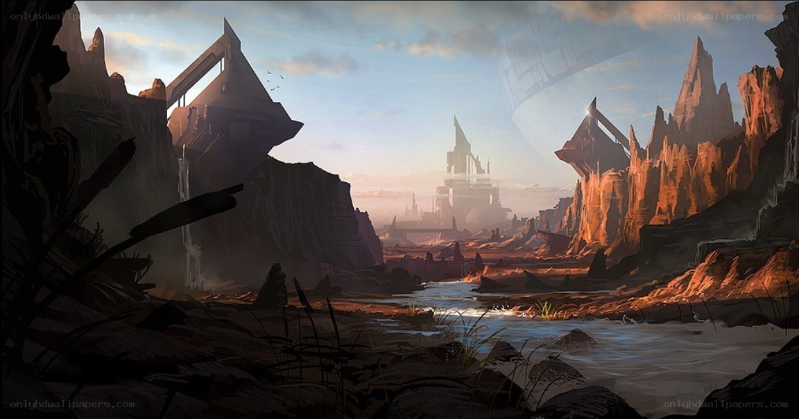 futuristic canyon landscape