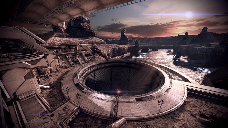 futuristic canyon outpost
