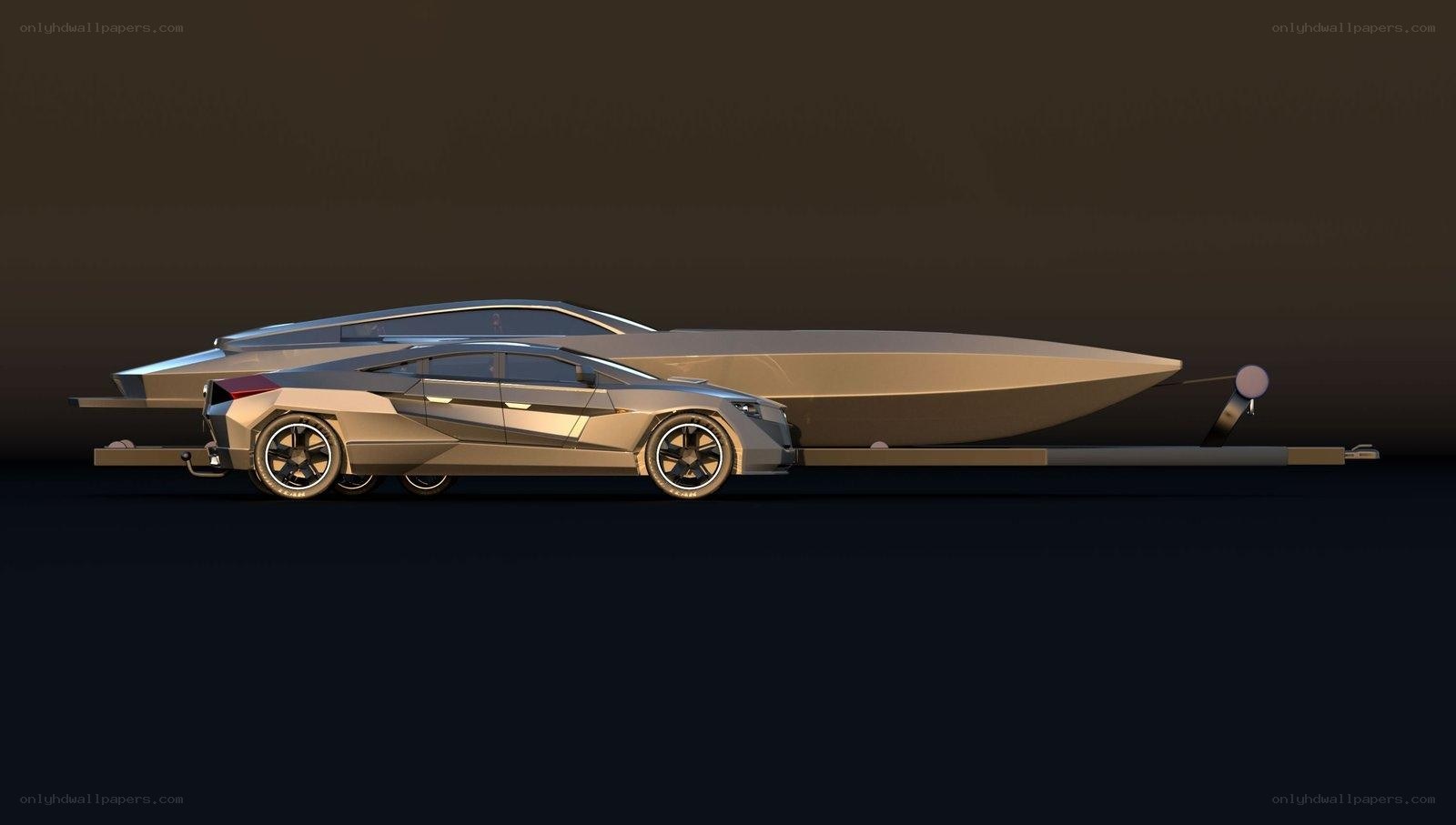 futuristic car and boat concept