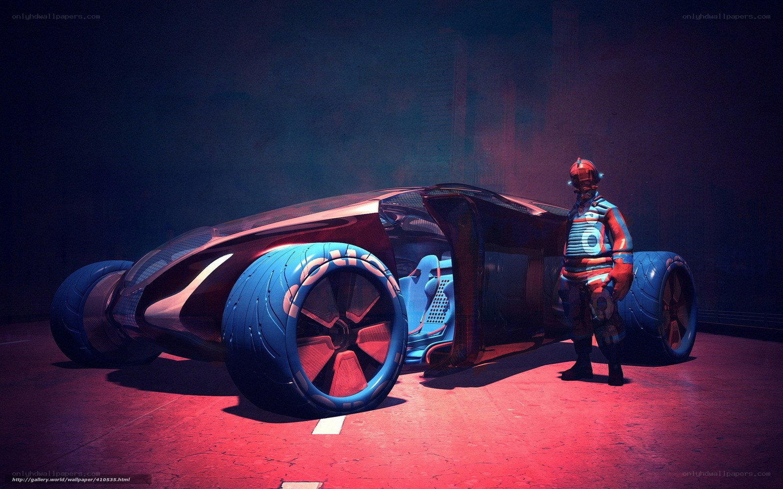 futuristic car and pilot