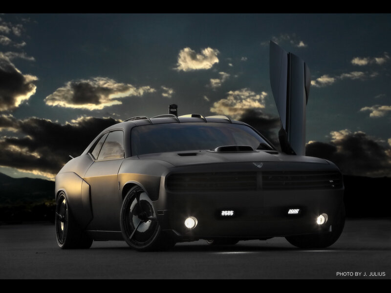 futuristic car at dusk