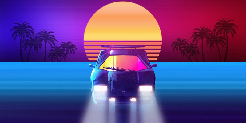 Futuristic Car at Sunset — Blue
