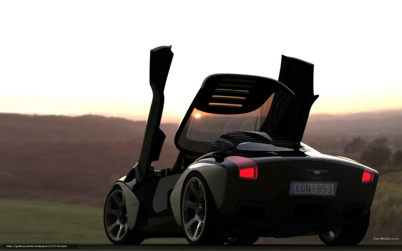 futuristic car at sunset