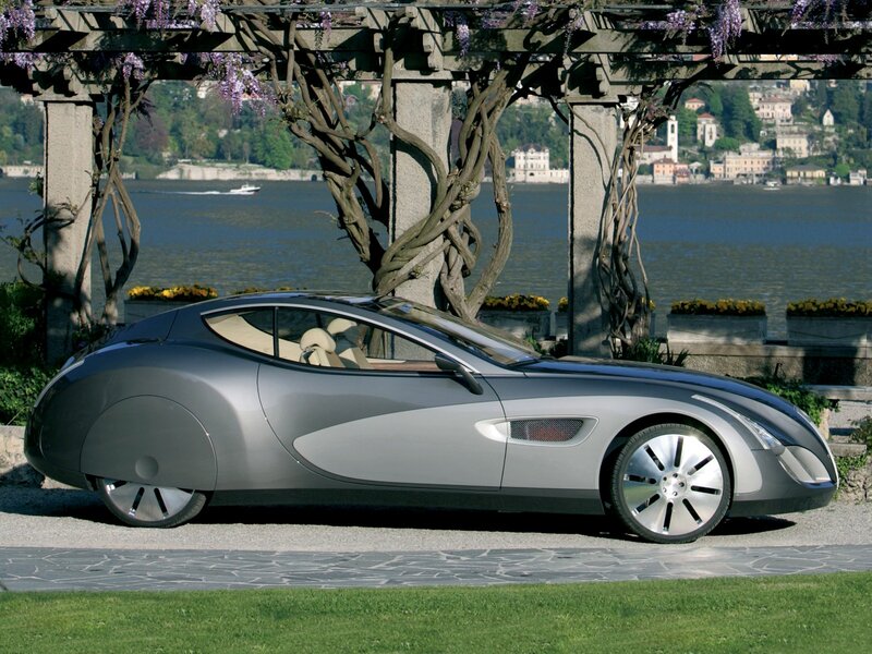Futuristic car by a lakeside