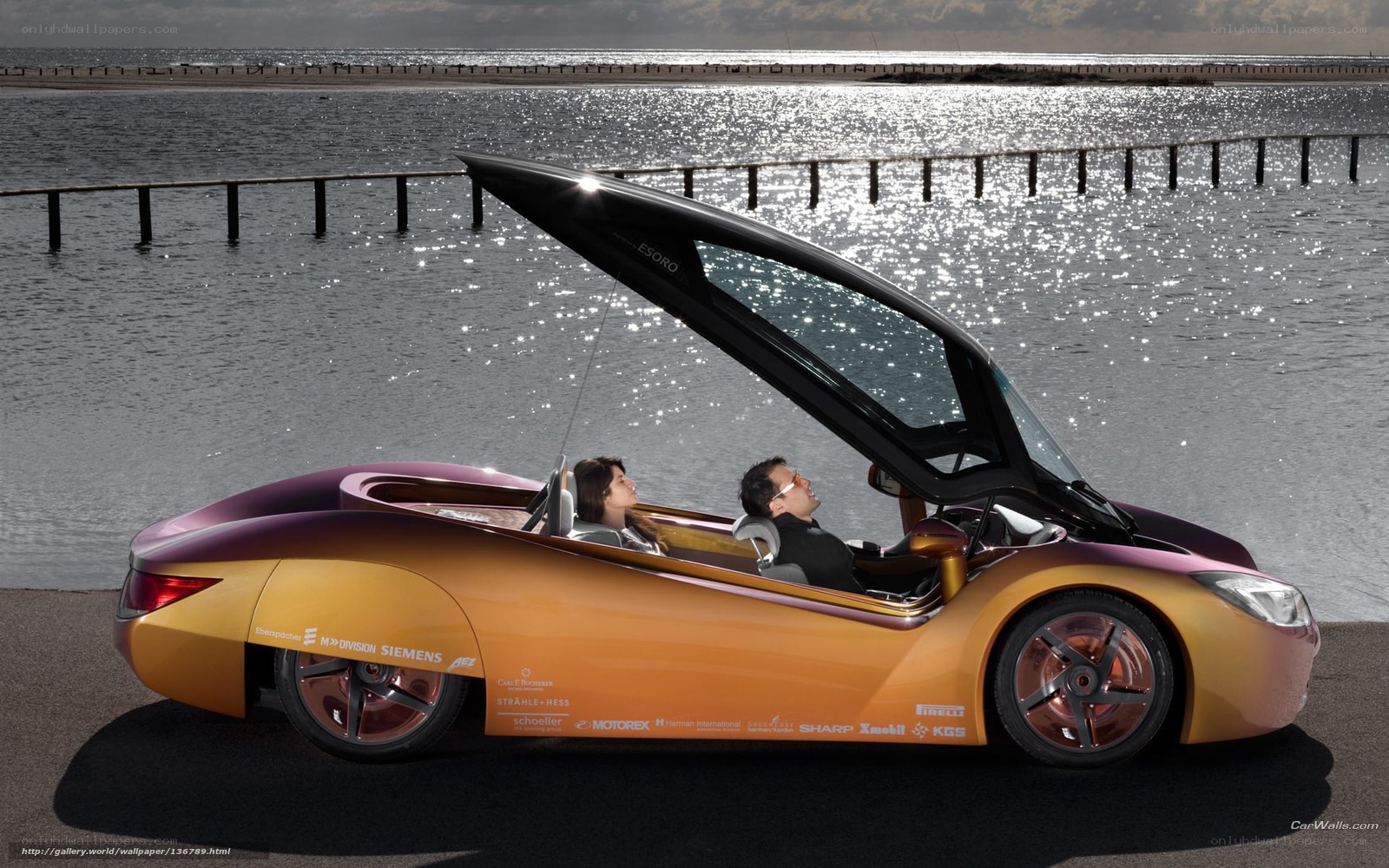 Futuristic car by the sea
