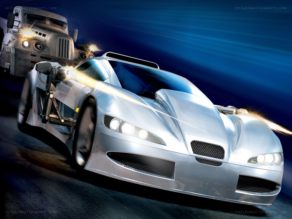 Futuristic car chase