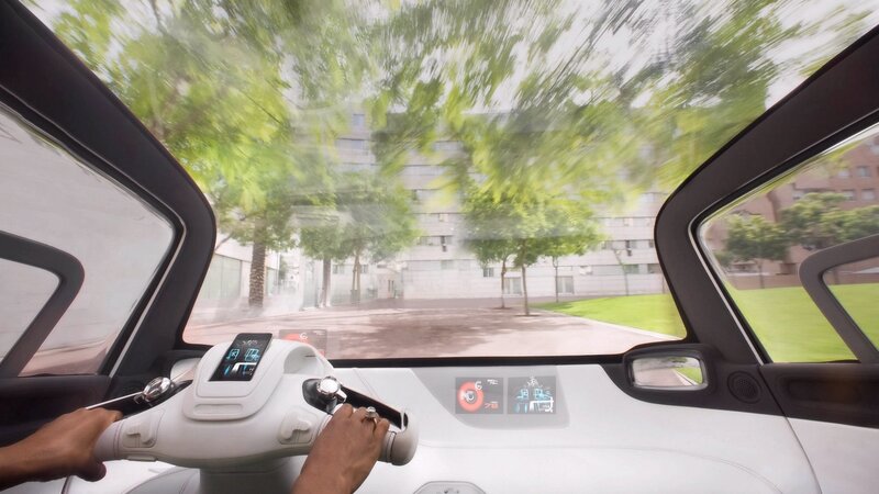 futuristic car cockpit view