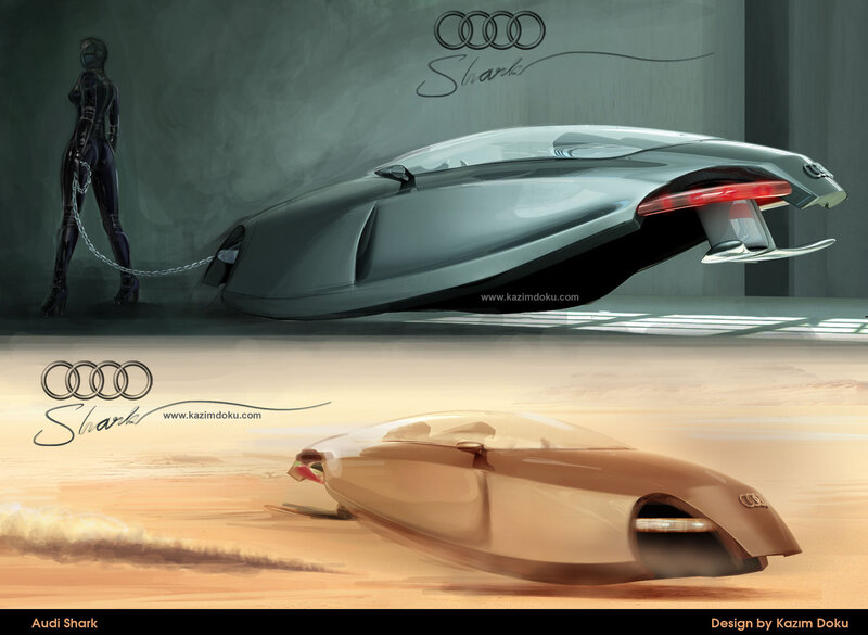Futuristic Car Concept — Gray, Dramatic