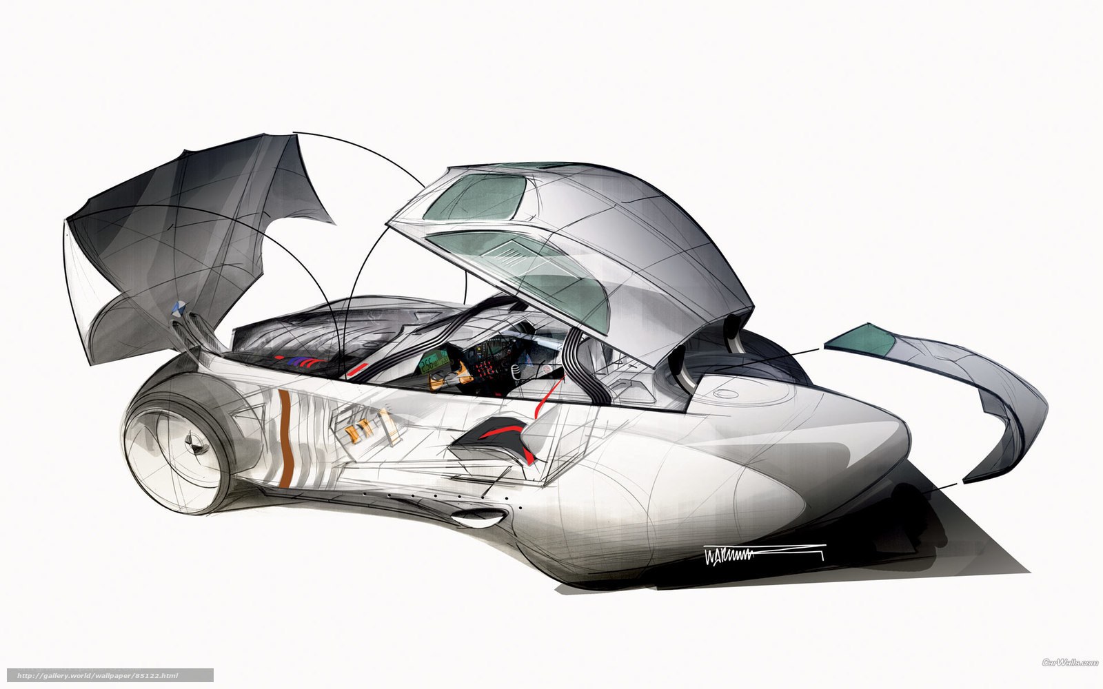 futuristic car concept sketch