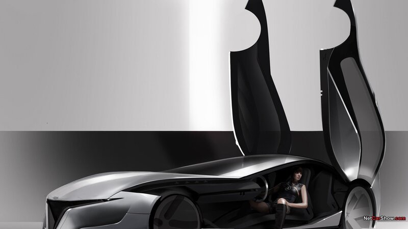 futuristic car concept with woman