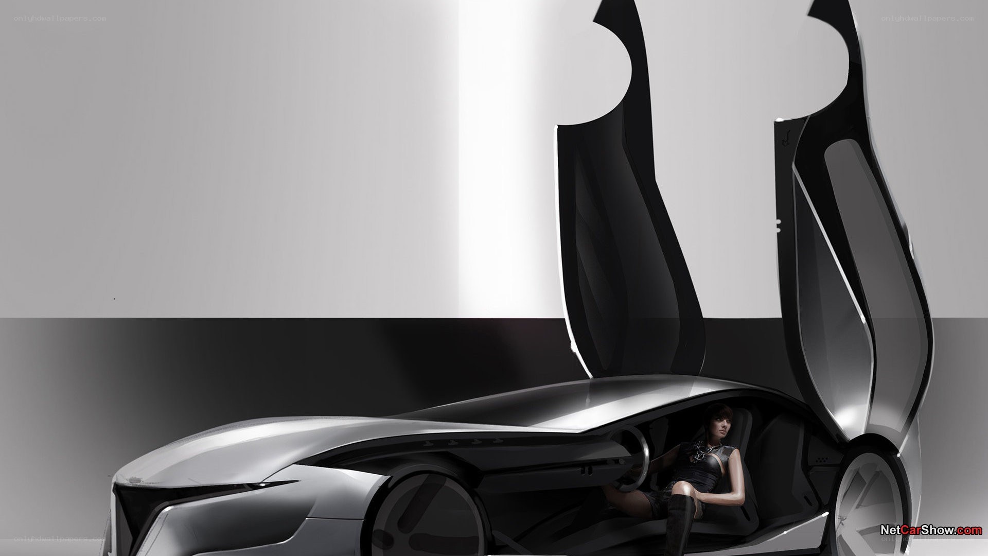 futuristic car concept with woman