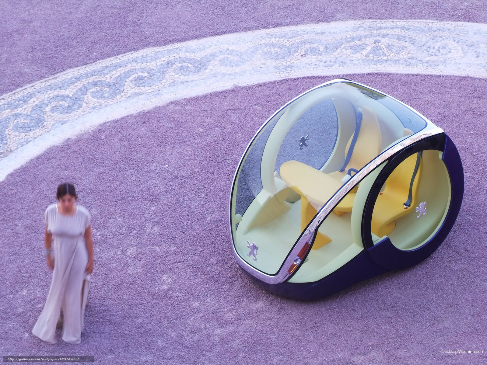 Futuristic car concept with woman