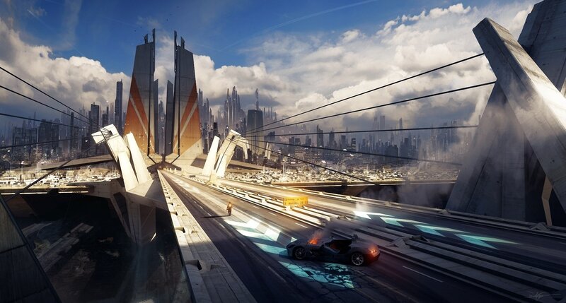 Futuristic Car Crash — Blue, Dramatic