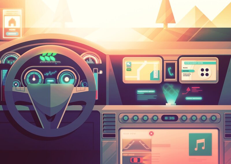 Futuristic Car Dashboard — Orange