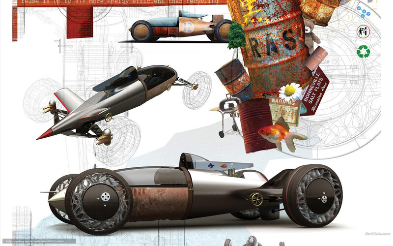 Futuristic car design collage