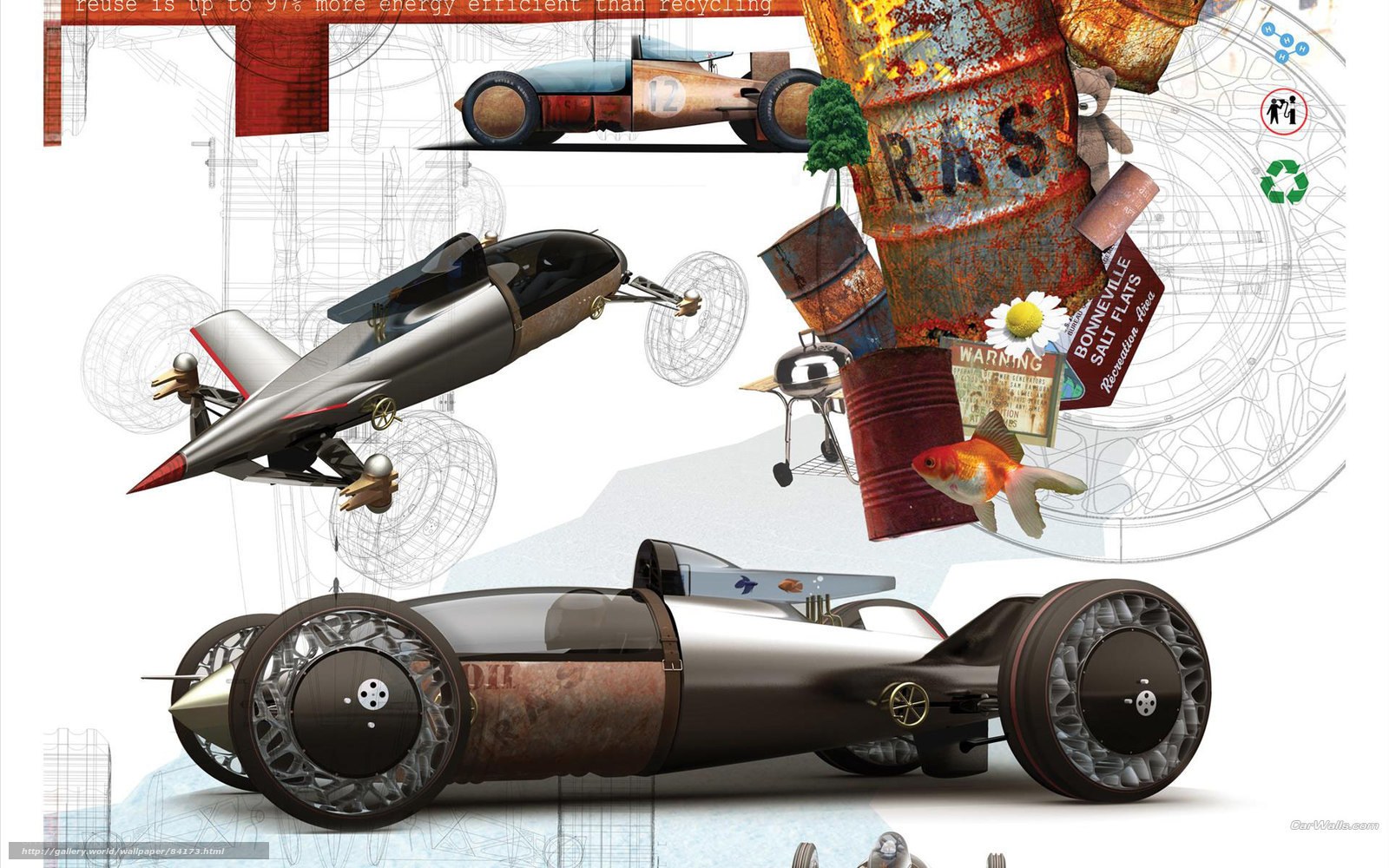 Futuristic car design collage