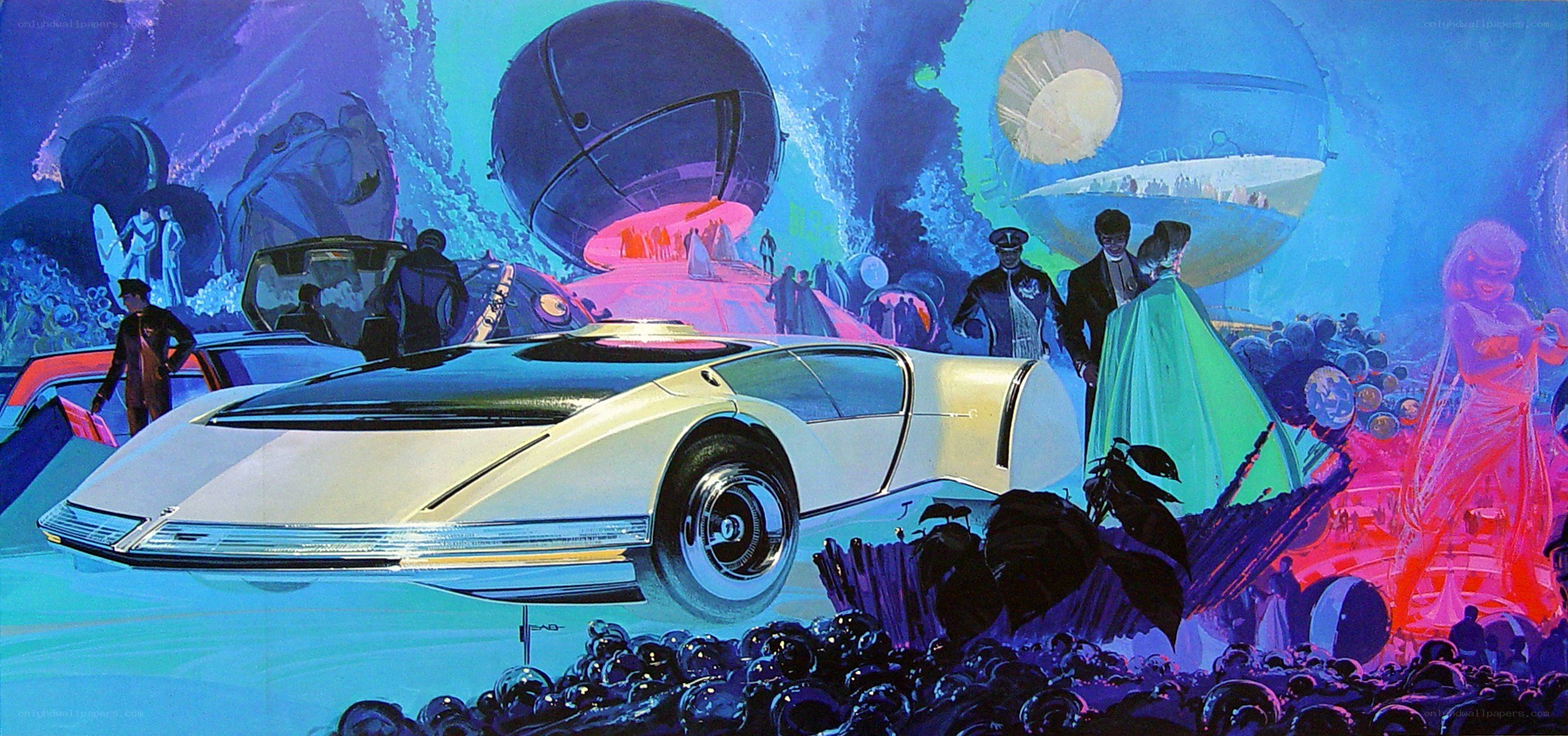 Futuristic car in a sci-fi city