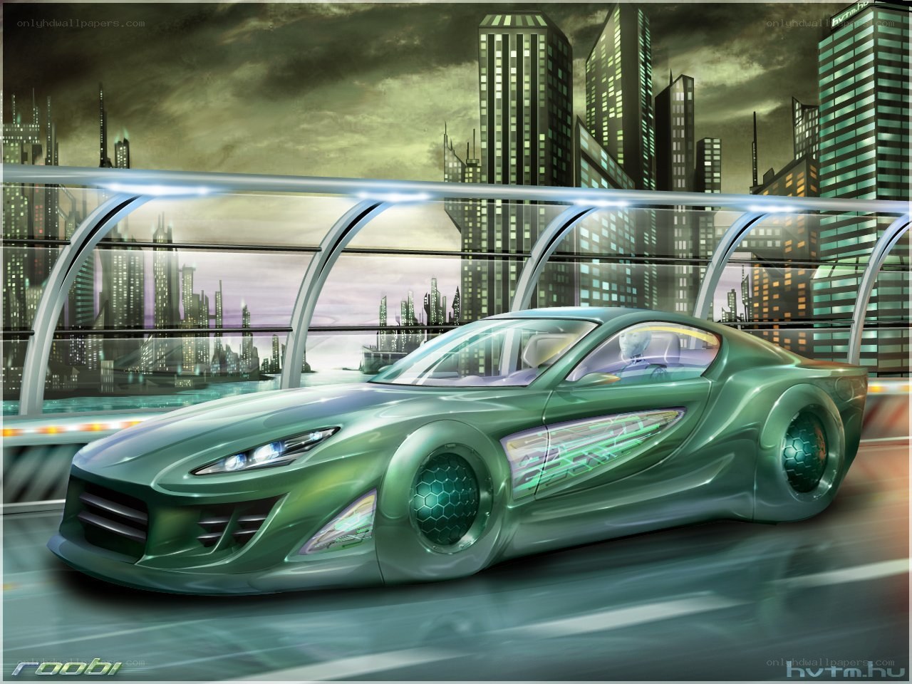 futuristic car in city