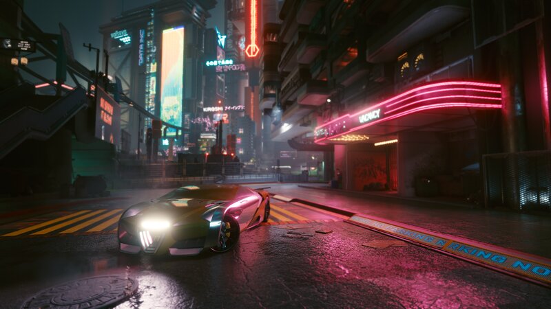 Futuristic Car in City — Pink