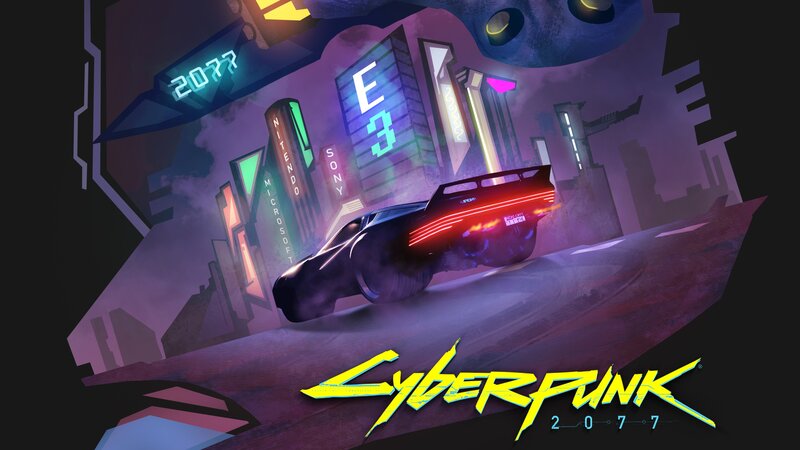Futuristic Car in City — Purple
