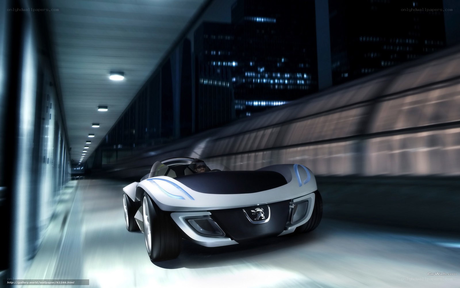 futuristic car in city tunnel